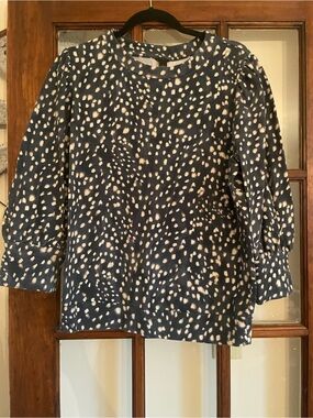 Ann Taylor Navy and White Printed Top